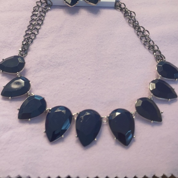 Blue Teardrop Necklace with Earrings - Picture 3 of 5